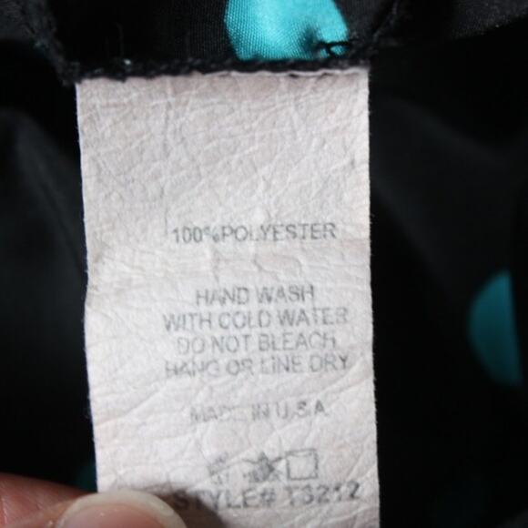 Francesca's Collections Blouse Women's Size Small Black and Teal Polka Dot - Picture 4 of 4